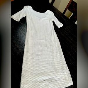 White fitted net dress